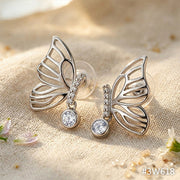 3W618 - Rhodium Brass Earrings with AAA Grade CZ  in Clear-0
