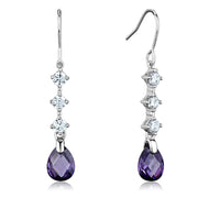 3W635 - Rhodium Brass Earrings with AAA Grade CZ  in Amethyst-0