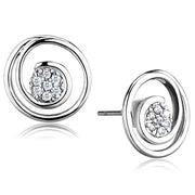 3W638 - Rhodium Brass Earrings with AAA Grade CZ  in Clear-0