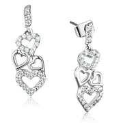 3W640 - Rhodium Brass Earrings with AAA Grade CZ  in Clear-0