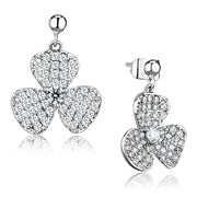 3W662 - Rhodium Brass Earrings with AAA Grade CZ  in Clear-0