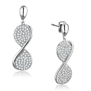 3W663 - Rhodium Brass Earrings with AAA Grade CZ  in Clear-0
