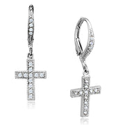 3W688 - Rhodium Brass Earrings with AAA Grade CZ  in Clear-0