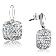 3W691 - Rhodium Brass Earrings with AAA Grade CZ  in Clear-0