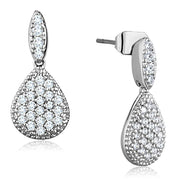 3W696 - Rhodium Brass Earrings with AAA Grade CZ  in Clear-0