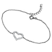 3W713 - Rhodium Brass Bracelet with AAA Grade CZ  in Clear-0