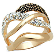 3W737 - Rose Gold Brass Ring with Top Grade Crystal  in Clear-0