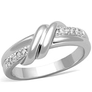 3W741 - Rhodium Brass Ring with AAA Grade CZ  in Clear-0