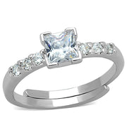 3W751 - Rhodium Brass Ring with AAA Grade CZ  in Clear-0