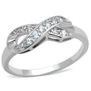 3W757 - Rhodium Brass Ring with AAA Grade CZ  in Clear-0