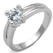 3W764 - Rhodium Brass Ring with AAA Grade CZ  in Clear-0