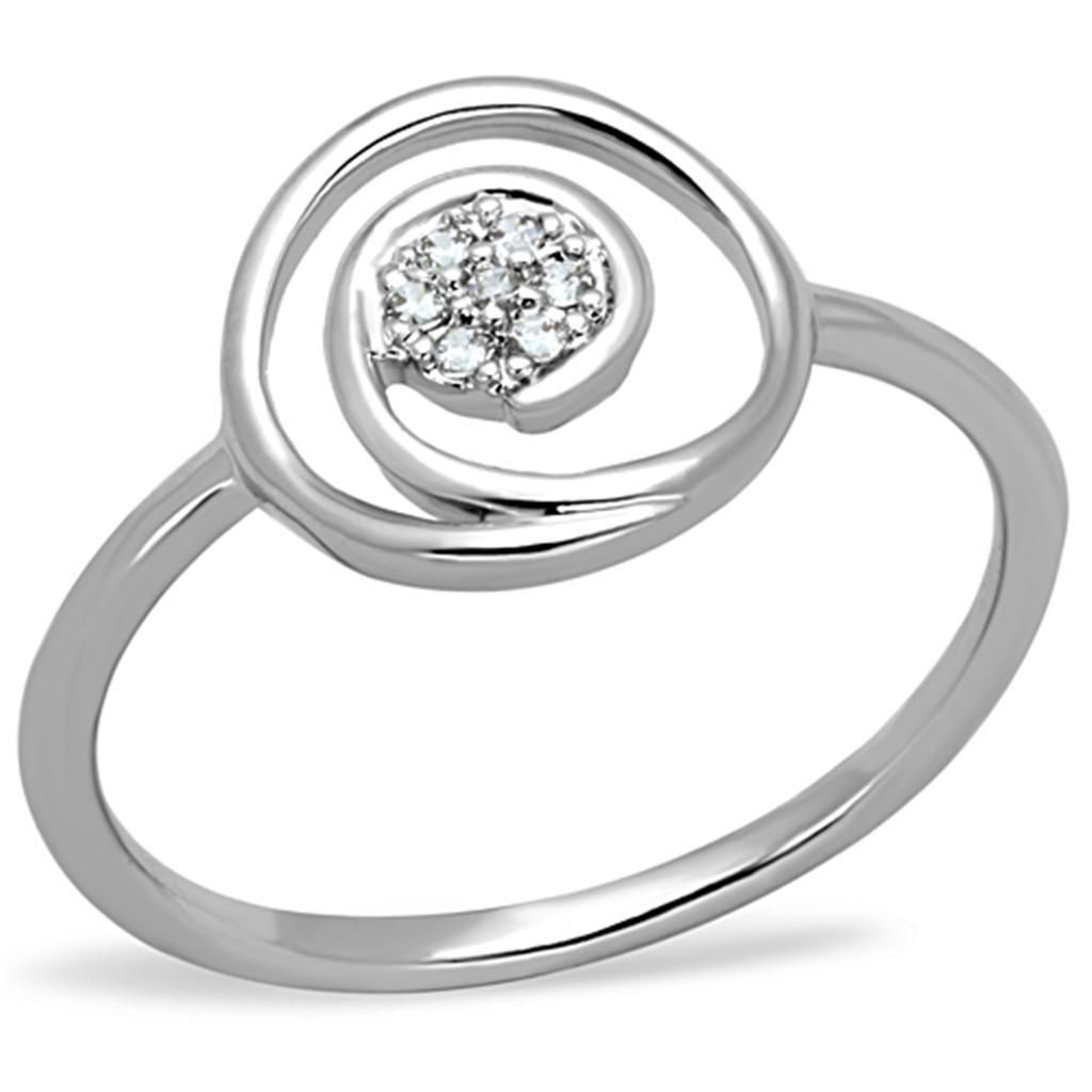 3W765 - Rhodium Brass Ring with AAA Grade CZ  in Clear-0