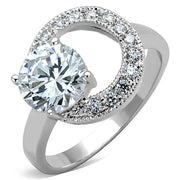 3W774 - Rhodium Brass Ring with AAA Grade CZ  in Clear-0