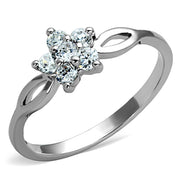 3W775 - Rhodium Brass Ring with AAA Grade CZ  in Clear-0