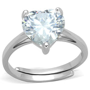 3W776 - Rhodium Brass Ring with AAA Grade CZ  in Clear-0