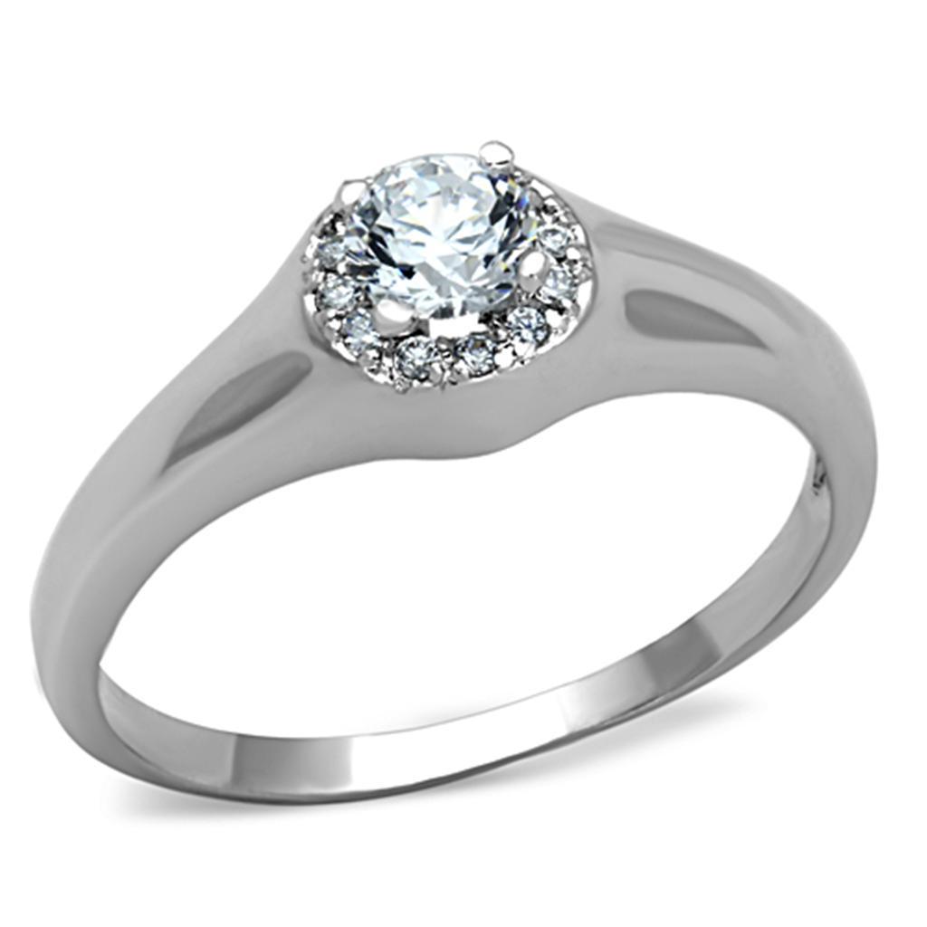 3W780 - Rhodium Brass Ring with AAA Grade CZ  in Clear-0