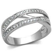 3W782 - Rhodium Brass Ring with AAA Grade CZ  in Clear-0