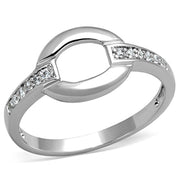 3W790 - Rhodium Brass Ring with AAA Grade CZ  in Clear-0