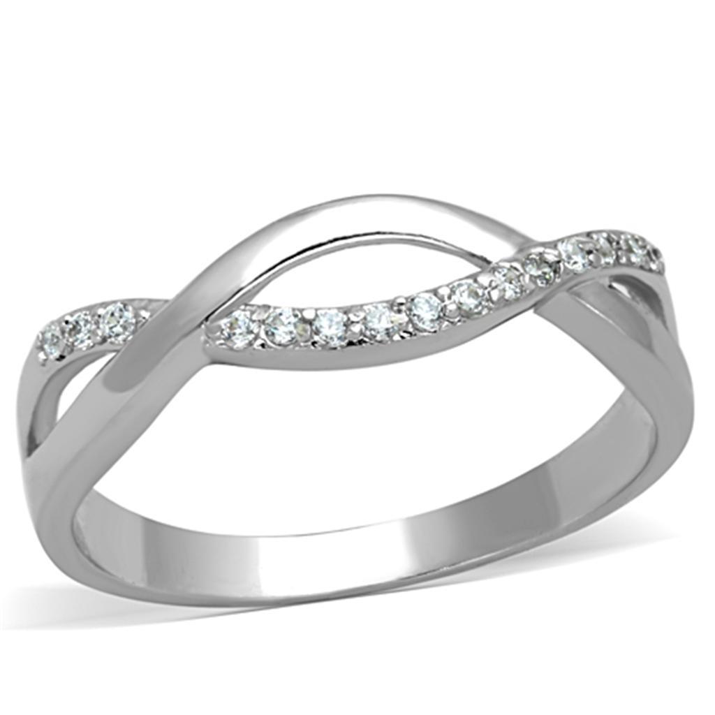3W796 - Rhodium Brass Ring with AAA Grade CZ  in Clear-0