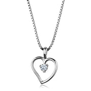 3W797 - Rhodium Brass Chain Pendant with AAA Grade CZ  in Clear-0
