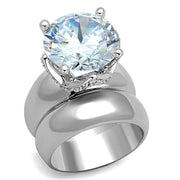 3W802 - Rhodium Brass Ring with AAA Grade CZ  in Clear-0