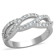 3W809 - Rhodium Brass Ring with AAA Grade CZ  in Clear-0