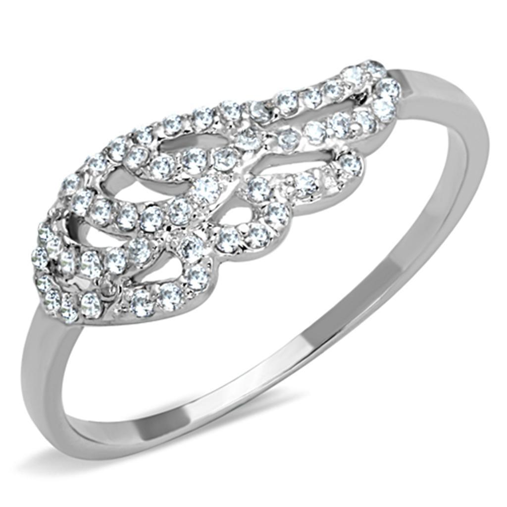 3W824 - Rhodium Brass Ring with AAA Grade CZ  in Clear-0