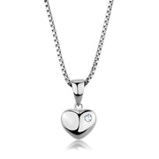 3W825 - Rhodium Brass Chain Pendant with AAA Grade CZ  in Clear-0