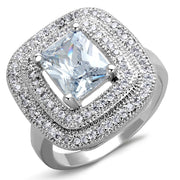 3W839 - Rhodium Brass Ring with AAA Grade CZ  in Clear-0