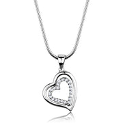 3W841 - Rhodium Brass Chain Pendant with AAA Grade CZ  in Clear-0