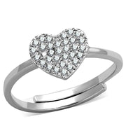 3W865 - Rhodium Brass Ring with AAA Grade CZ  in Clear-0