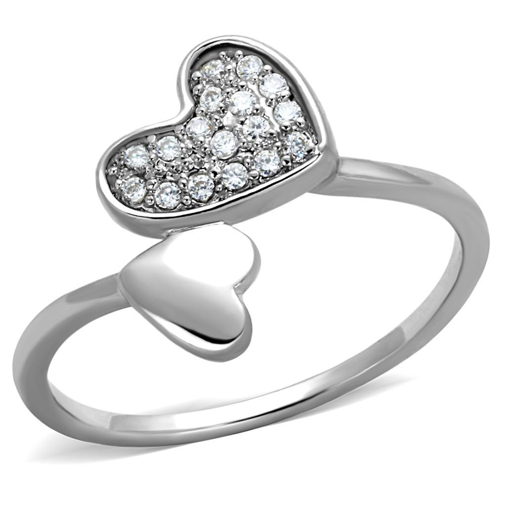 3W867 - Rhodium Brass Ring with AAA Grade CZ  in Clear-0