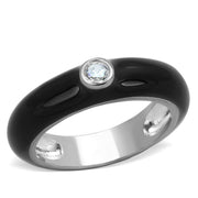 3W873 - Rhodium Brass Ring with AAA Grade CZ  in Clear-0