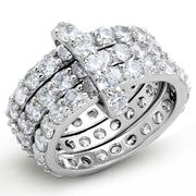 3W875 - Rhodium Brass Ring with AAA Grade CZ  in Clear-0