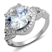 3W880 - Rhodium Brass Ring with AAA Grade CZ  in Clear-0
