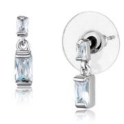 3W887 - Rhodium Brass Earrings with AAA Grade CZ  in Clear-0