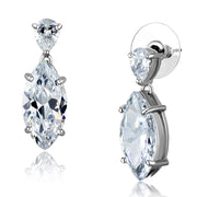 3W889 - Rhodium Brass Earrings with AAA Grade CZ  in Clear-0