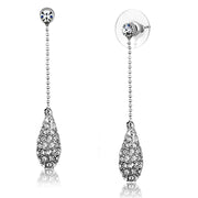 3W898 - Rhodium Brass Earrings with Top Grade Crystal  in Clear-0