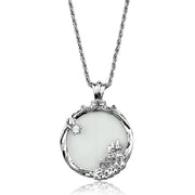 3W907 - Rhodium Brass Magnifier pendant with Top Grade Crystal  in Clear-0