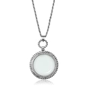 3W909 - Rhodium Brass Magnifier pendant with Synthetic Synthetic Glass in Clear-0