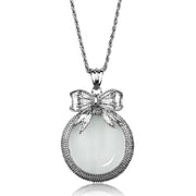 3W911 - Rhodium Brass Magnifier pendant with Synthetic Synthetic Glass in Clear-0