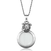 3W913 - Rhodium Brass Magnifier pendant with Synthetic Synthetic Glass in Clear-0