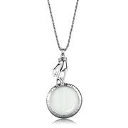 3W914 - Rhodium Brass Magnifier pendant with Top Grade Crystal  in Clear-0