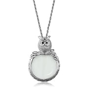 3W917 - Rhodium Brass Magnifier pendant with Top Grade Crystal  in Clear-0