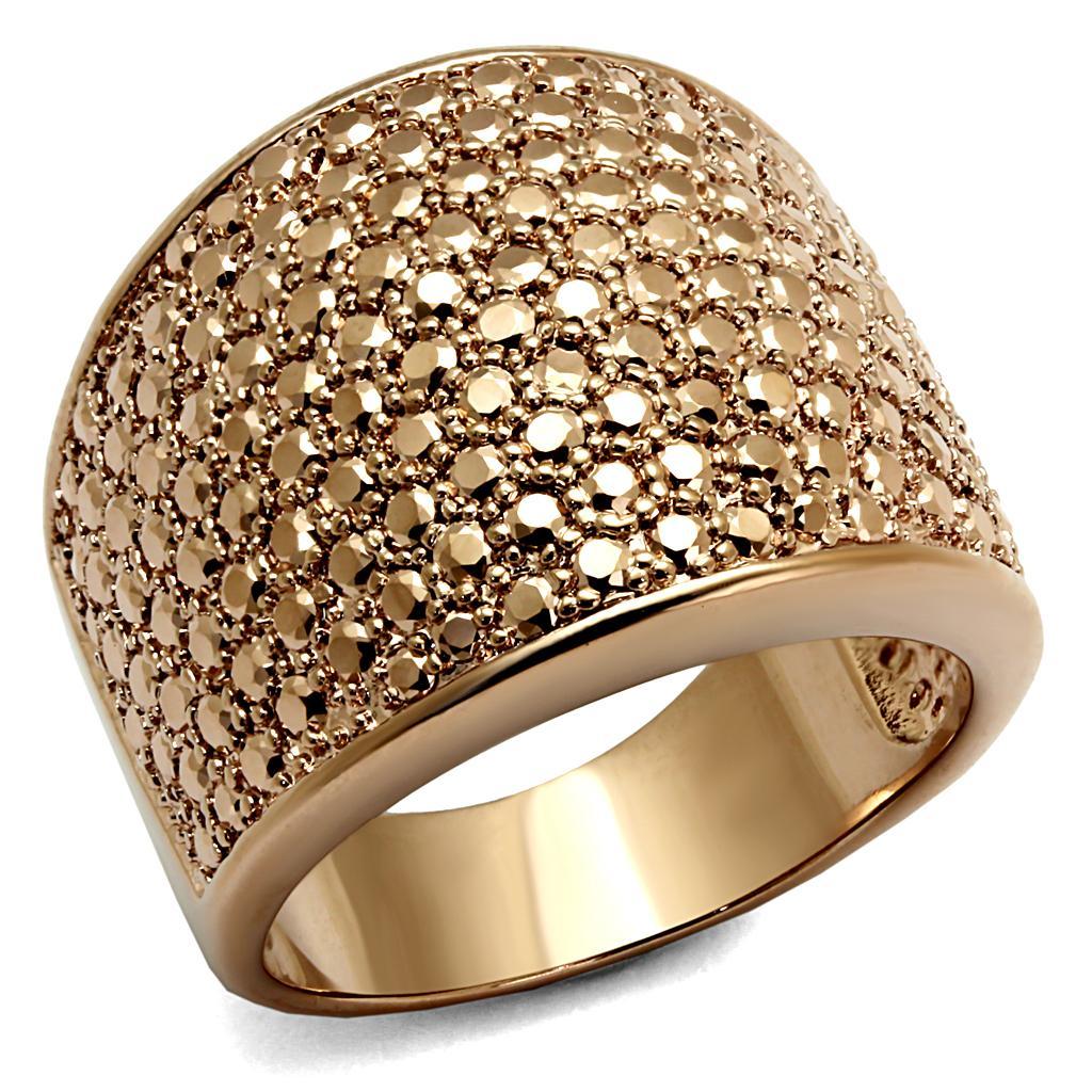 3W935 - IP Rose Gold(Ion Plating) Brass Ring with AAA Grade CZ  in Metallic Light Gold-0
