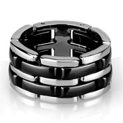3W974 - High polished (no plating) Stainless Steel Ring with Ceramic  in Jet-0