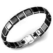 3W984 - High polished (no plating) Stainless Steel Bracelet with Ceramic  in Jet-0