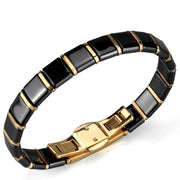 3W986 - IP Rose Gold(Ion Plating) Stainless Steel Bracelet with Ceramic  in Jet-0