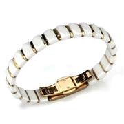 3W993 - IP Rose Gold(Ion Plating) Stainless Steel Bracelet with Ceramic  in White-0
