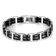 3W996 - High polished (no plating) Stainless Steel Bracelet with Ceramic  in Jet-0